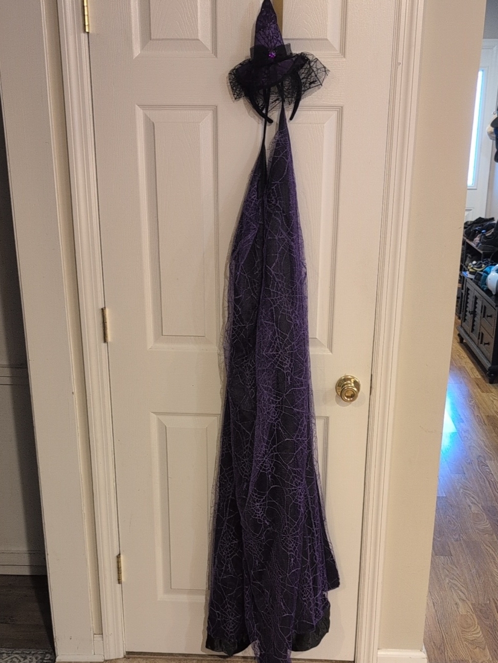 Purple Witch Hat and Veil Home Accent